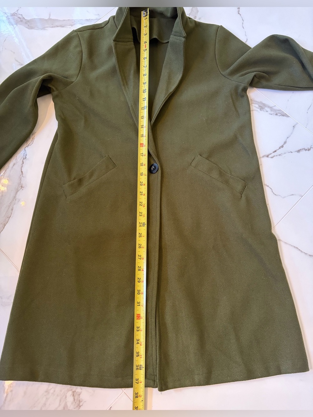Olive Green Unlined Trench Coat - Picture 8 of 9